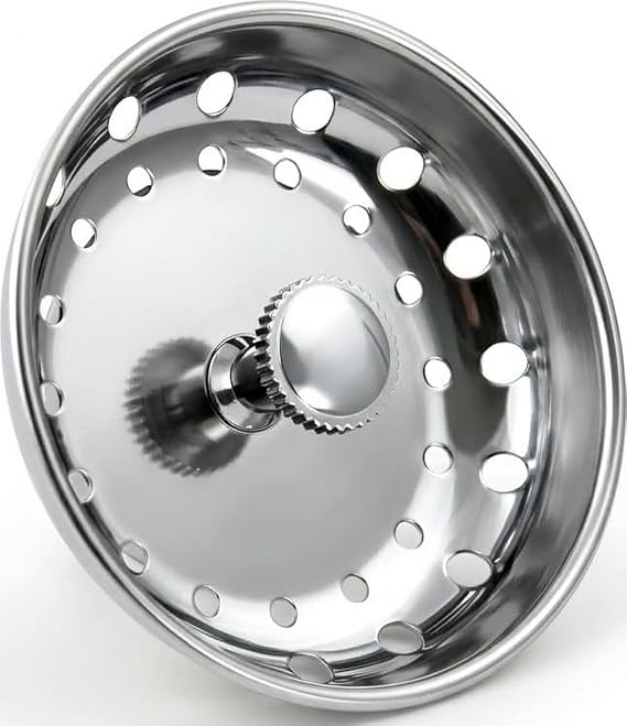 Highcraft 97333 Kitchen Sink Basket Strainer Replacement for Standard Drains (3.25 Inch) Chrome Plated Stainless Steel Body With Rubber Stopper, 3.25"