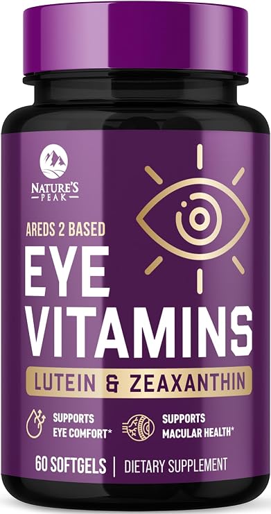 Eye Vitamins Supplements - 3x Strength Eye Health Vitamin with Lutein and Zeaxanthin - Natural Vision Macular Health Eye Support With Zinc, Vitamins C E & Minerals, Bottled in USA - 60 Capsules