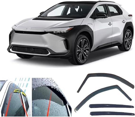 4x Wind Deflectors Compatible with Toyota bZ4X 2022 2023 2024 2025 2026 Weather Shields/Sun Visors/Rain Guards