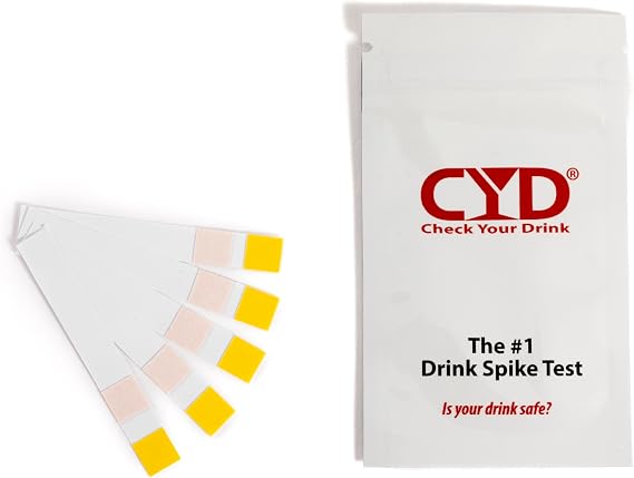 CYD, Drink Spike Test, On-The-Go Discreet Testing Kits, Instant Results for Ketamine & GHB, Pack of 5 Test Strips