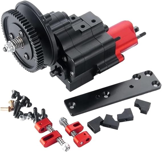 RC Crawler Gearbox Transmission Box 1/10 Scale 2-Speed with Dig Gear Metal Upgrade Part Compatible with Various 1/10 RC Crawler Models