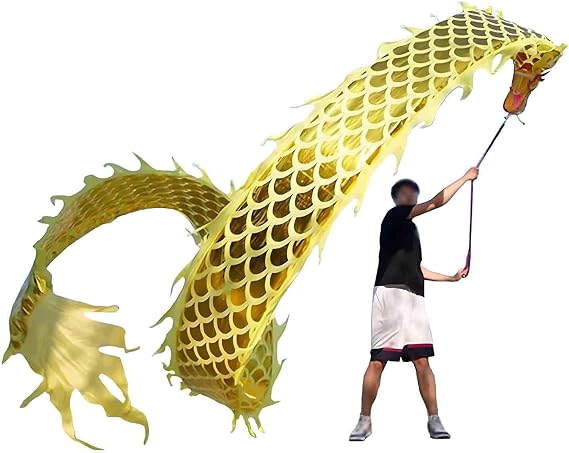 Dragon poi Dragon Dance Poi, 6 to 10 M Dragon Ribbon Poi, Outdoor Flinging Fitness Dragon Dance for Beginners Juggling Sets(Gold,33ft)