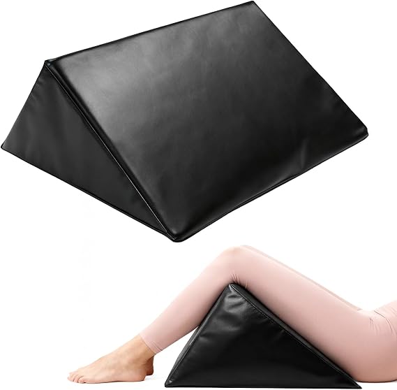 JZHLLA Massage Table Bolster Pillow for Leg Support, Durable 30D Foam with Easy-Clean PU Cover, Elevating Leg Wedge for Physical Therapy 20x18.5x15.3x11.4 Inch(Black)