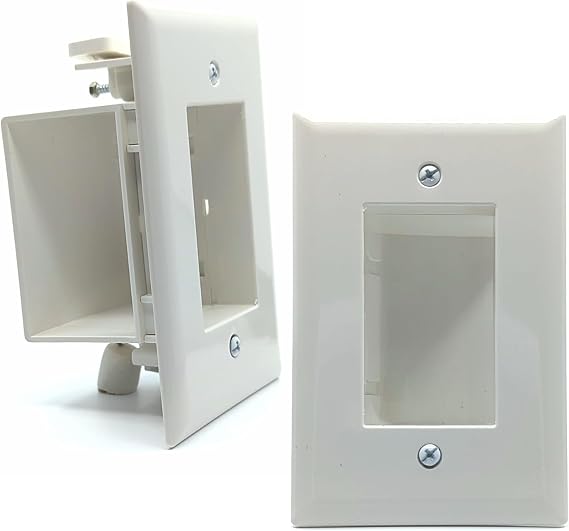 DataComm Electronics Easy-Mount TV Media Organizer Kit, In-Wall Cable Management for Low-Voltage Cables, DIY-Friendly Cord Hider for Wall-Mounted TV