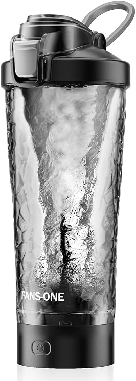 FANS-ONE Electric Protein Shaker Bottle, 24 oz Lockable Blender Cup, Black