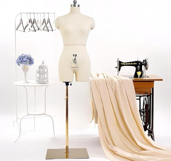 Female Dress Model Torso Body Clothing Forms,Size 10 Professional Dress Form for Display and Tailor DesignSewing Mannequin Foam Body for Pinning. (Without Arms Beige, 10)