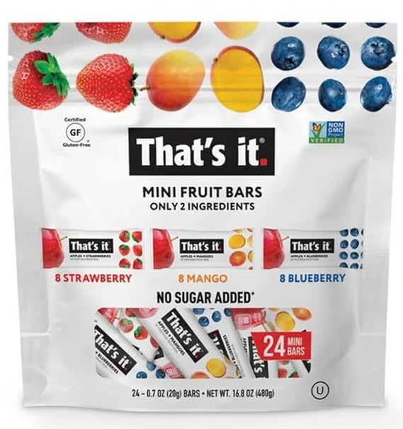 Mini Fruit Bars that's it, 24 ct, Variety Pack, Strawberry, Mango, Blueberry