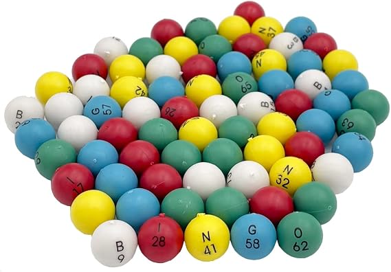 JUNWRROW Plastic Bingo Balls 3/5 inch Multicolored,75 Count, Perfect for Bingo Nights, Raffles, and More,Lost Bingo Ball Replacements