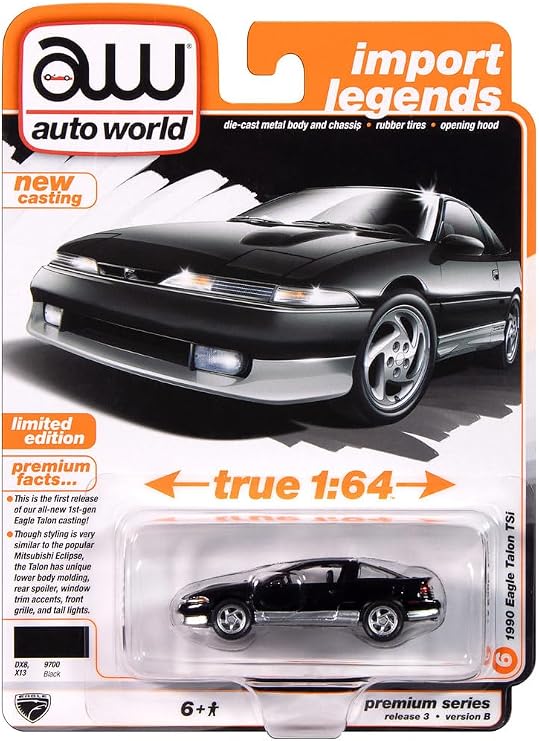 Auto World 64452 Import Legends 1:64 1990 Eagle Talon TSI Series B Black