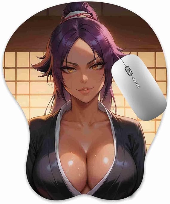 3D Mouse Pad Oppai Mousepad with Soft Gel Wrist Rest Anime Manga Gaming Boob pad Anti-Slip Mouse Mat (Yoruich)
