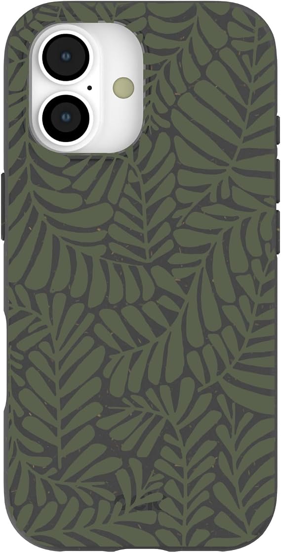 Pela | Phone Case Compatible with iPhone 17 | MagSafe Included | Cute Eco Friendly | Made with Plants | Black Fern Dreams