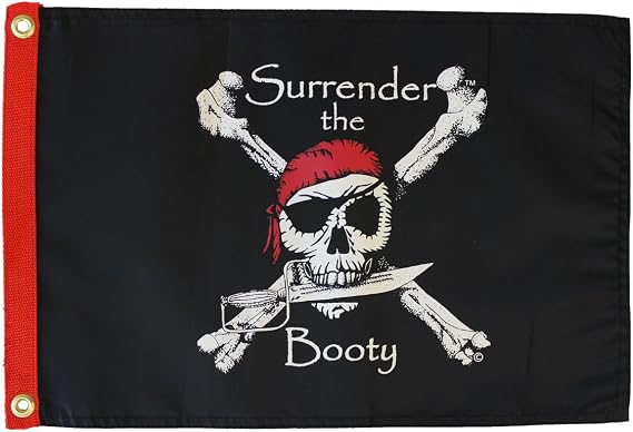 Flappin Surrender the Booty Pirate Flag, 12 by 18-Inch