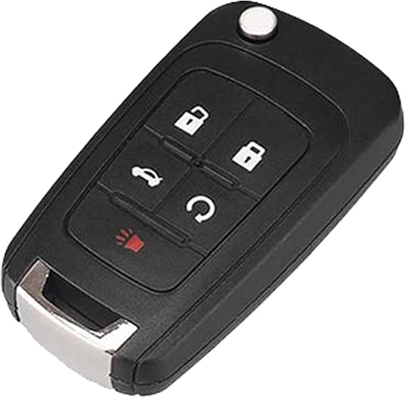 TYMXGHF Flip Folding Replacement Key Fob Case Shell Fit for Chevy Camaro Cruze Equinox Impala Malibu Sonic Keyless Entry Remote Control Car Key Fob Cover (5 Buttons, Black)