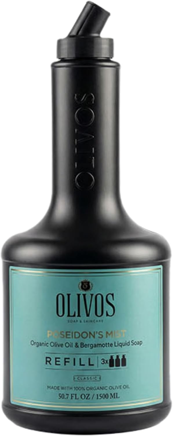 Olivos Poseidon’s Mist Zeytinyağlı Bergamot Kokulu Sıvı Sabun Refill 1500 ML (3x500 ML) – Nemlendirici El & Vücut Sabunu, Paraben & SLS İçermez, Ferah Narenciye Kokusu