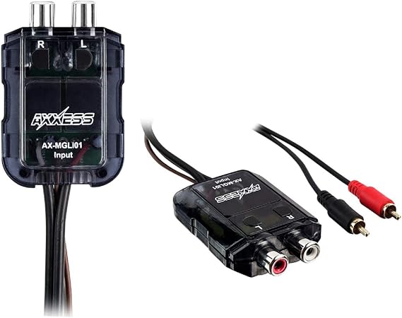Metra AX-MGLI01 Mini Ground Loop Isolator | Compact inline RCA module for audio, hushes alternator whine and engine hum, tucks behind the dash, easy plug-in hookup