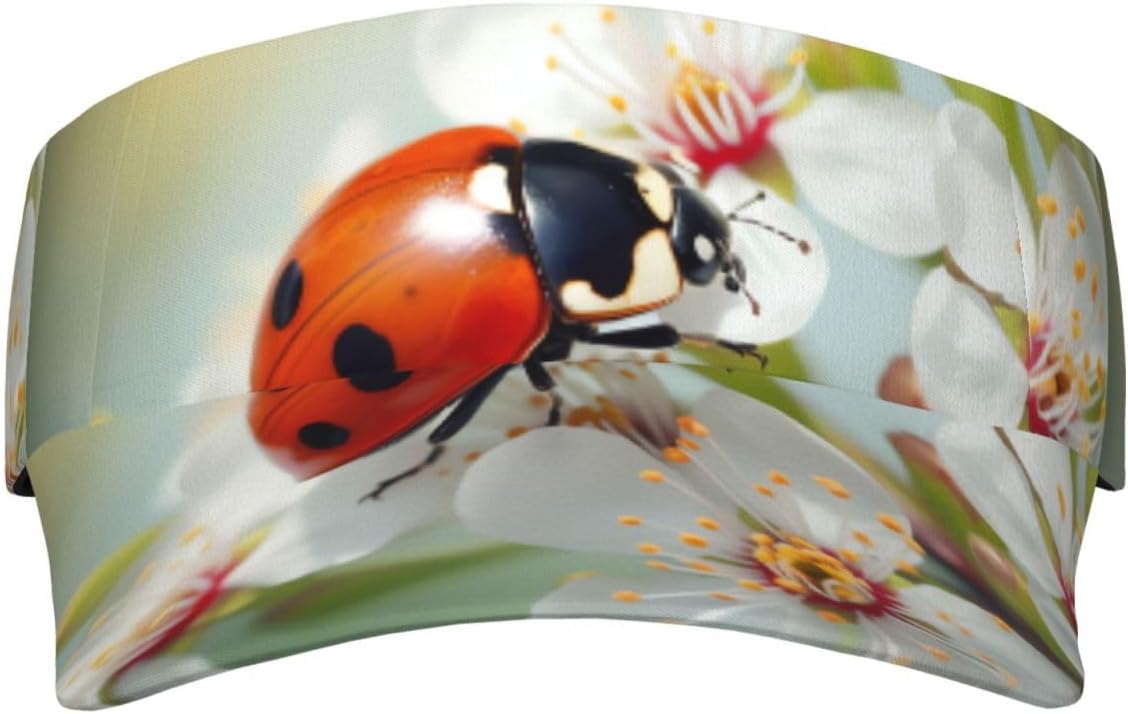 Sport Sun Visor Hats Adjustable Empty Top Baseball Cap Butterfly Ladybug Flower Sun Caps for Men Women Black