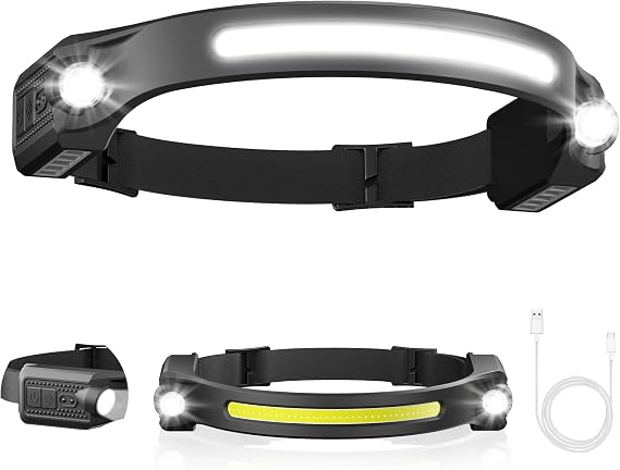 AlpsWolf LED Headlamp Rechargeable 1 Pack, Motion Sensor Head Light