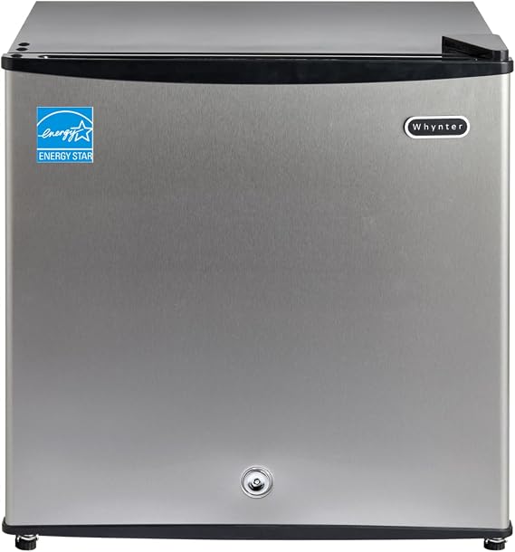 Whynter Upright Freezer 1.1 Cu Ft Lock, Mini Freezer, Stainless CUF-112SS | Adjustable Thermostat and Security Lock, Energy Star Rated, Reversible Door, Adds Compact Frozen Storage at Home