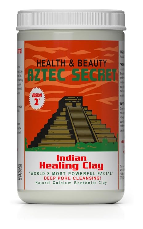 Aztec Secret Indian Healing Clay Deep Pore Cleansing Facial & Body Mask The Original 100% Natural Calcium Bentonite Clay New Version 2-32 Oz (Pack of 1)