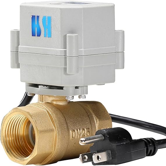 1/2" 3/4" 1" 110-230VAC Normally Closed/Open CF8/Stainless Steel 304 Motorized Electrical Ball Valve With U.S. Plug (1 Inch Brass, Normally Closed)