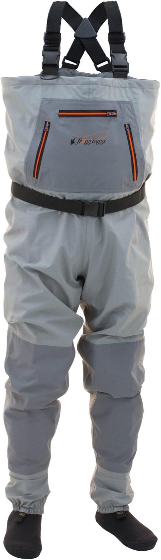 FROGG TOGGS Hellbender Breathable Waterproof Stockingfoot Fishing Chest Wader for Fishing | 4-ply nylon upper, double-reinforced knees, neoprene booties, zippered handwarmer storage pockets, hunting, for men and women