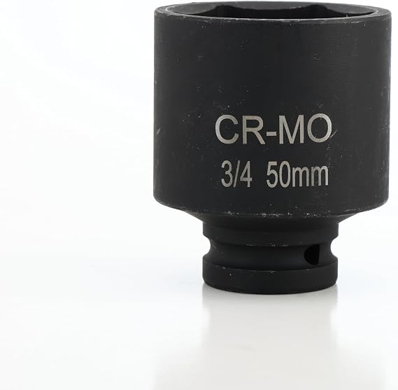 Impact Socket 3/4" Drive Metirc 50mm 6 Point Socket, Chrome Molybdenum Steel Socket for Wrench/Drill/Driver, 1 PC