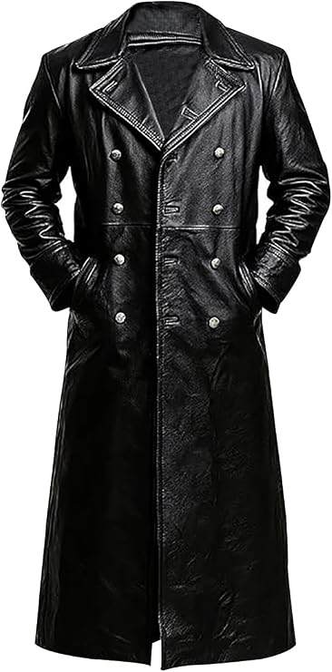 WW2 Style German leather trench coat mens - Inspired Vintage Double Breasted Coat