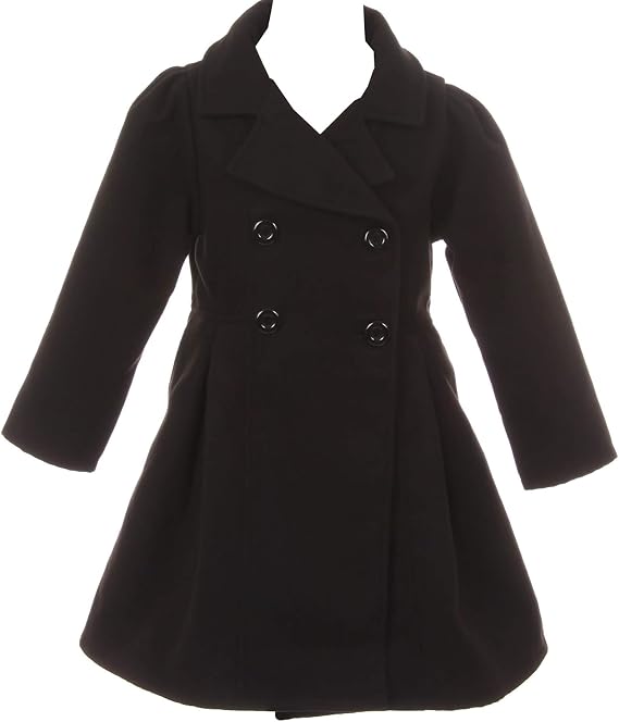 Girl Winter Dress Coat Long Sleeve Buttons and Pockets Flower Girl Jacket