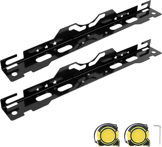 2 Pack Heavy Duty Wheel Alignment Tool Kit Universal Toe Gauge Measurement Plates Detachable Track Gauge With Tape Ruler And Wall Mount Hole For Car SUV Truck Garage Workshop Storage (Black)