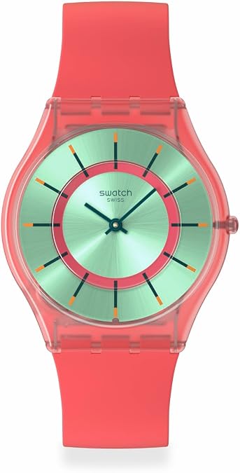Swatch Skin Classic Biosourced Unisex Watch Casual Polymer Red Quartz Waterproof Minty Mango Dream