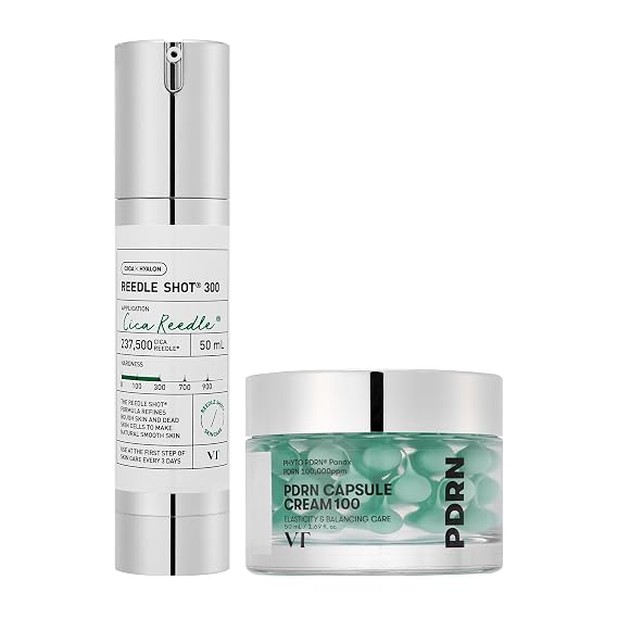 VT COSMETICS CICA Reedle Shot 300 + PDRN Capsule Cream 100 Bundle | Microneedling Serum & Hydrating PDRN, Gift Set