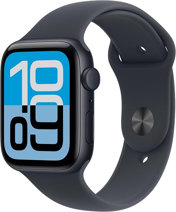Apple Watch SE 3 (GPS) 44 mm Smartwatch with Aluminium Case in Midnight and Midnight Sports Band (S/M) Fitness and Sleep Tracker Heart Rate Monitor Always-On Display Water Protection