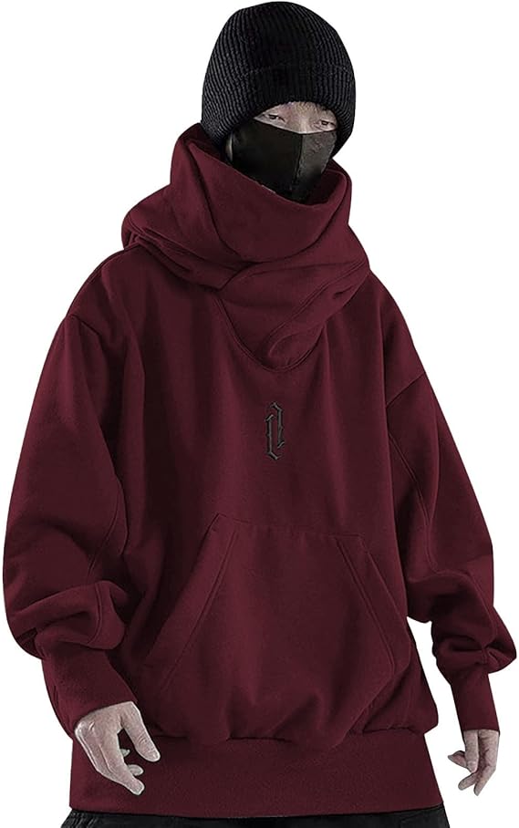 Ninja Hoodie Men's Turtleneck Hip Hop Jumper Hoodie Y2K Harajuku Hoodies Gothic Shawl Collar Sweatshirt with Hood Oversize Turtleneck Jumper with Mask