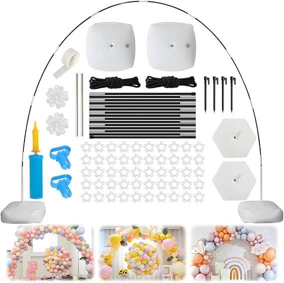 Reusable Balloon Arch Kit, 10Ft/3M Wide Adjustable Balloon Arch Stand Kit with Durable Fibre Poles and PVC Base for Wedding Birthday Graduation Party Supplies Halloween Christmas Decoraitons