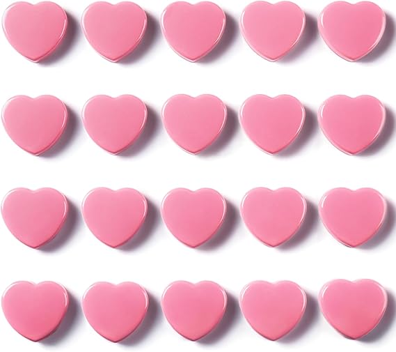 20PCS Strong Fridge Magnets - Heavy Duty Small Magnets for Whiteboard, Craft & Lockers | Cute Decorative Kitchen Office Classroom Magnet | Mini Heart Pink Refrigerator Magnets for Home School