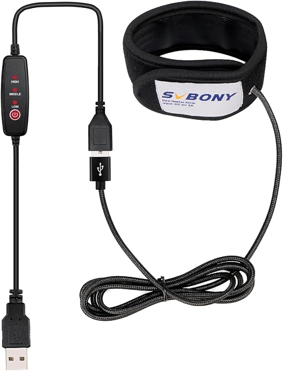SVBONY SV172 Dew Heater, Lens Warmer 240mm, Universal for Telescope Camera | Strong Medium Weak 3 Gear Regulator Temperature, USB port, Prevents Lens from Dew, Fog and Condensation for Astrophotography