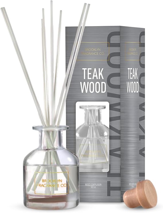 Brooklyn Fragrance Co. Park Slope - Long Lasting Scented Aroma Diffuser Teakwood Air Freshener for Home- Fragrance Diffuser for a Large Room - 100ML