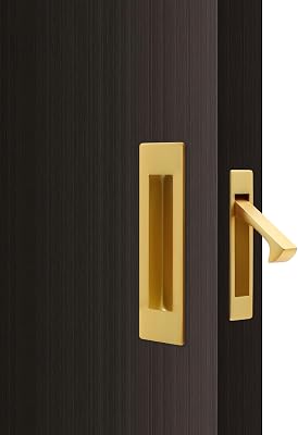 Dontay Sliding Pocket Door Handles, 304 Stainless Steel Non Locking Pocket Door Hardware, Recessed Flush Finger Pulls, Heavy Duty Edge Pull 1 Set, Satin Brass, 4.72 Inch