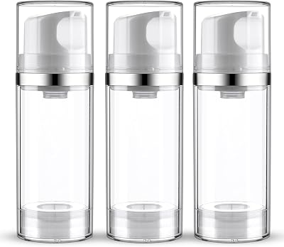 Cosywell Airless Pump Dispenser Bottles 3 Pack 3.4oz100ml Empty Moisturizer Pump Dispenser Airless Cosmetic Pump Container Travel Pump Bottles for Toiletries Shampoo Lotion