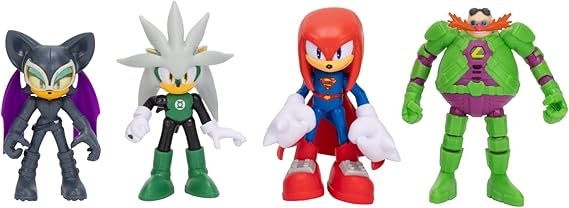DC X Sonic Collectable 2.5 Inch Scale Action Figures Knuckles Silver Rouge Dr. Eggman Featuring Multiple Points of Articulation for Action-Packed Posing