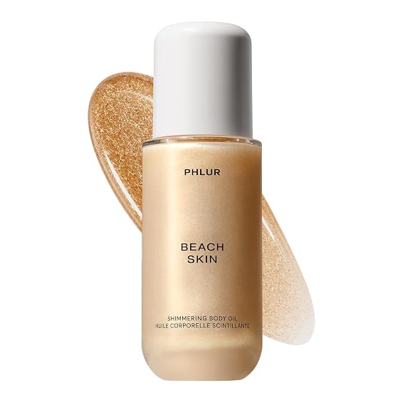 PHLUR Beach Skin Shimmering Body Oil, 4 Oz Coconut, Vanilla & Sandalwood