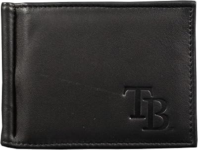 Tampa Bay Rays Baseball RFID Blocking Shield Black Leather Moneyclip Wallet