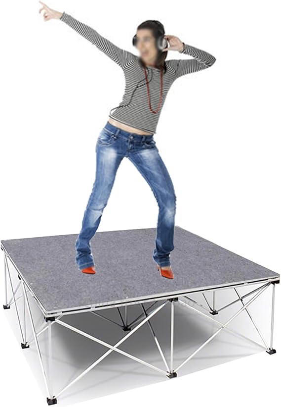 Portable Stage Platform 4x4, Foldable Dance Stage Platform with Interlocking System, Selectable Height Stable Modular Stage Kit for Music Performance