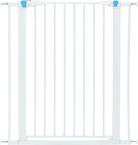 Midwest 39" Steel Dog Gate with Glow Strips, White | Pressure Mounted, Expands 29.5"- 38" Wide, Auto-Close Door, Includes Two 3" Extensions