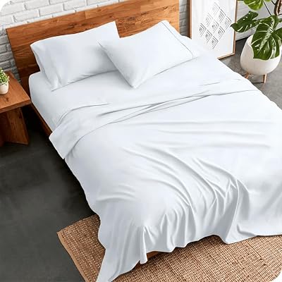 Hashcart King Size Bedding Set | 4 Piece Bed Sheet Set | Easy Fit Deep Pockets Elastic Sheet with Flat Sheet & Pillowcases| Extra Soft & Wrinkle Free Sheets | Shrinkage & Fade Resistant [White]
