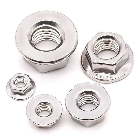 (100 PCS) M3-0.5 Hexagon Flange Nuts with Non-Serrated Flange Washer Head, 304 Stainless Steel, Hex Drive, Full Thread