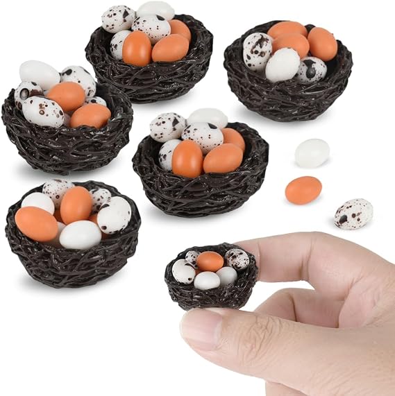 Hangycon 60PCS Miniature Eggs Artificial Mini Easter Eggs Mini Chicken Eggs for Mini Home House Grocery Photography Party Decoration (1.2 * 0.8cm)