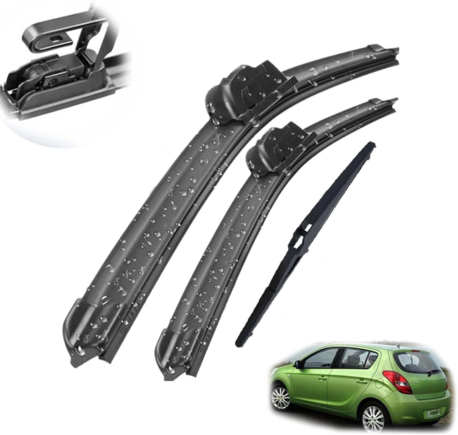 Front & Rear Wiper Blades Set Kit,For Hyundai I20 PB 2008-2014 Car Windshield Windscreen Window Brushes 241612"