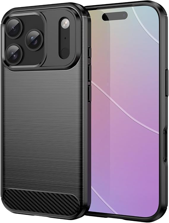Case for iPhone 17 Pro Case, Carbon Fiber Texture Design Cover Anti-Scratch Shock Absorption Designed Case for iPhone 17 Pro (2025) (Black)