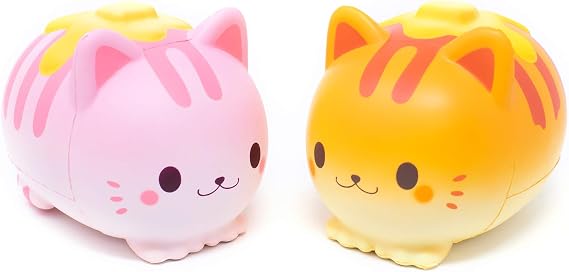 iBloom Nyan Pancake Cat Slow Rising Squishy Toy (Strawberry & Bread, 5.9 Inch, 2 Pieces Set) [Birthday Gift Box, Party Favors, Gift Basket, Stress Relief Toys for Kids, Adults]